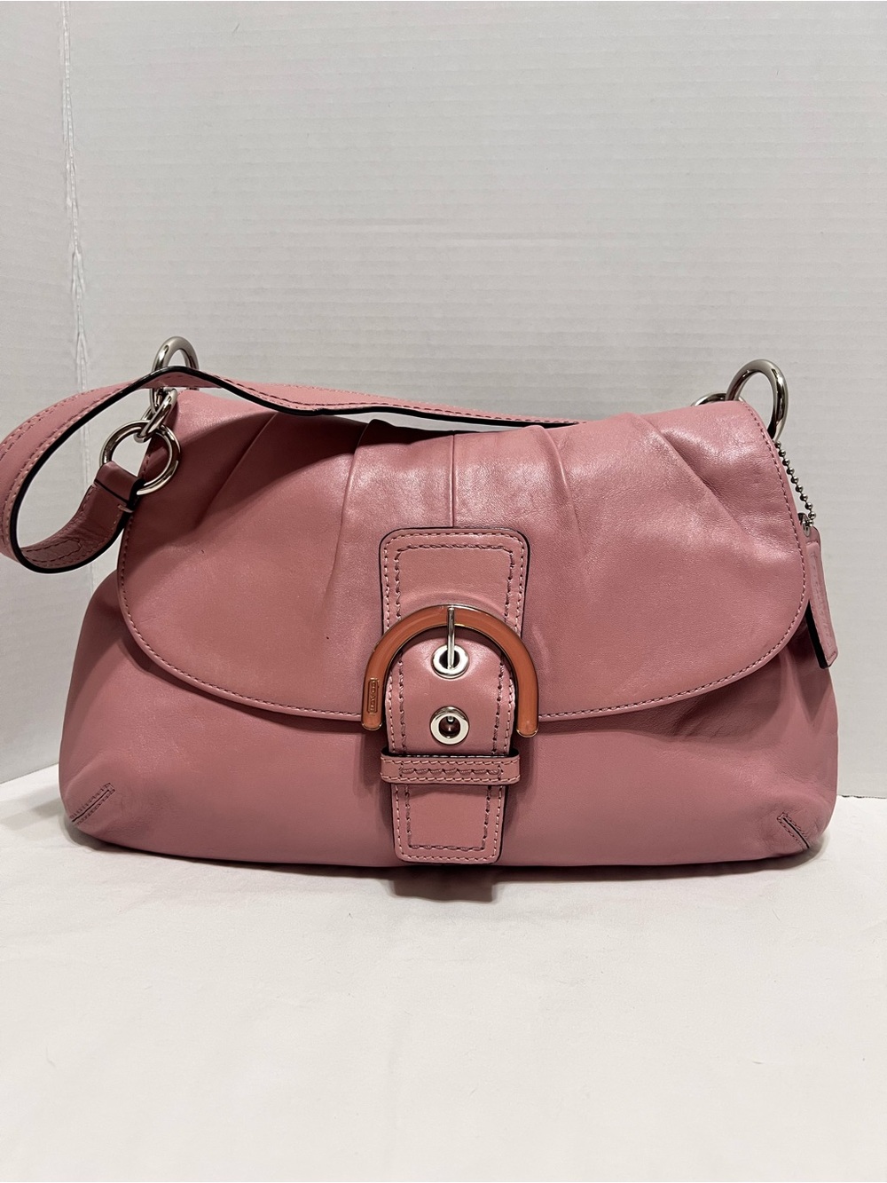 Vintage Coach Y2K Soho Pink Pleated Flap Leather Bag